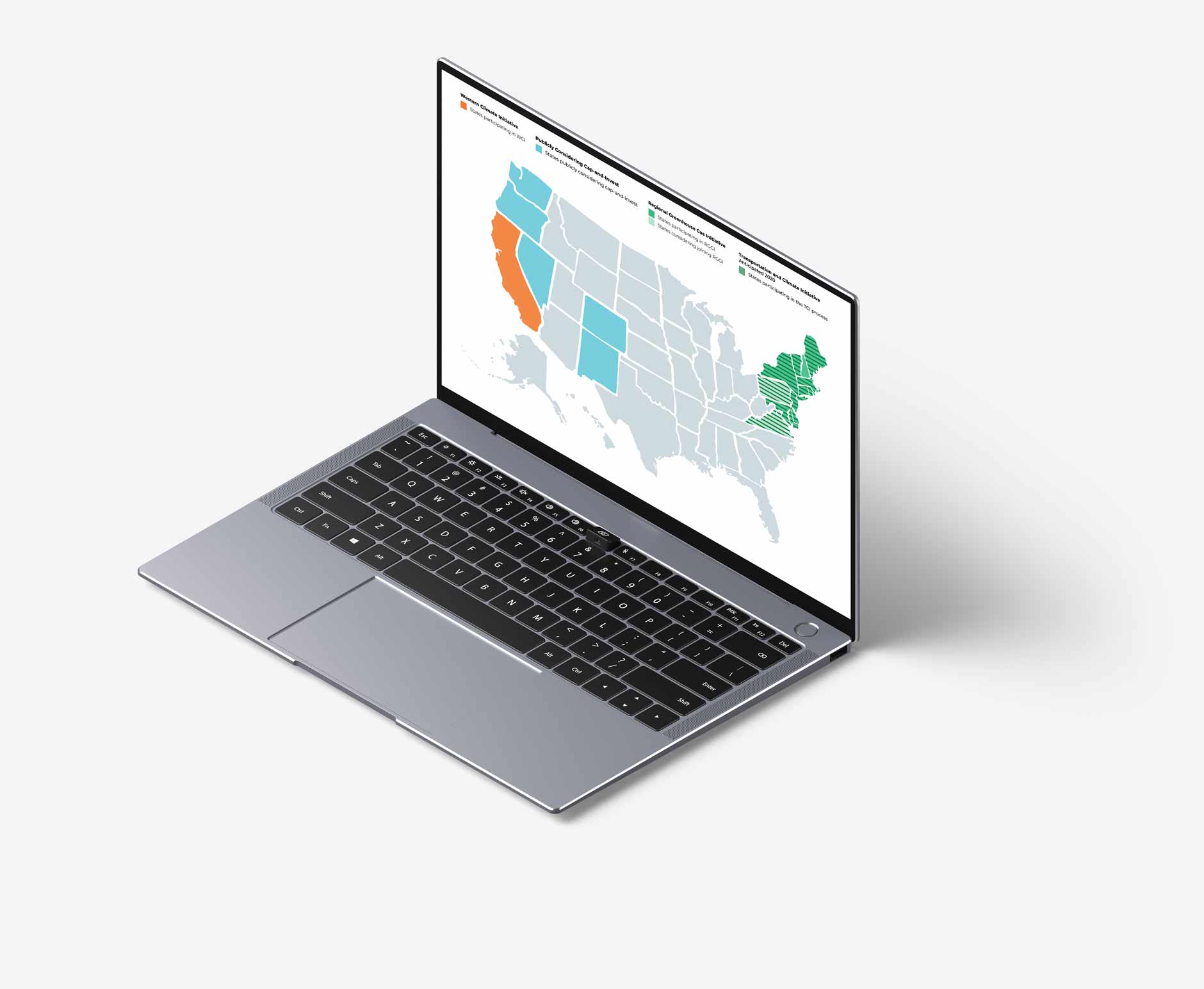Climate policy map on laptop and phone